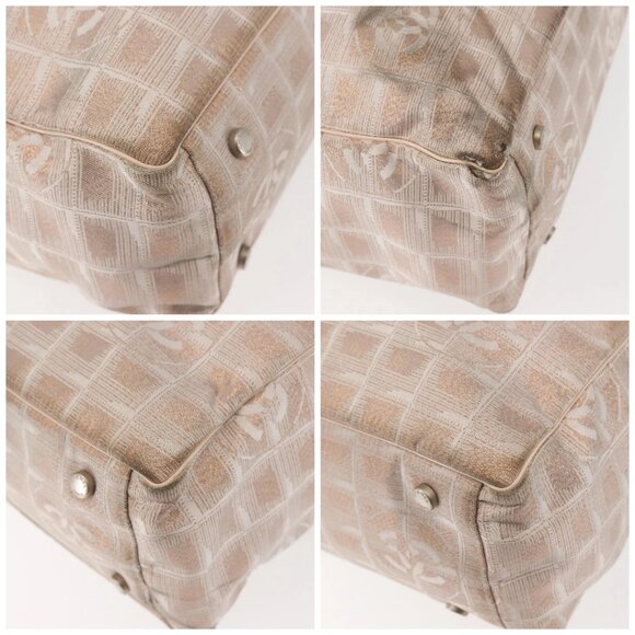 CHANEL New Travel Line Tote Bag Canvas Pink CC Auth BA5609 - Picture 14 of 16